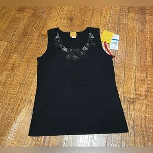 NWT - Black Tank with crystal embellishments